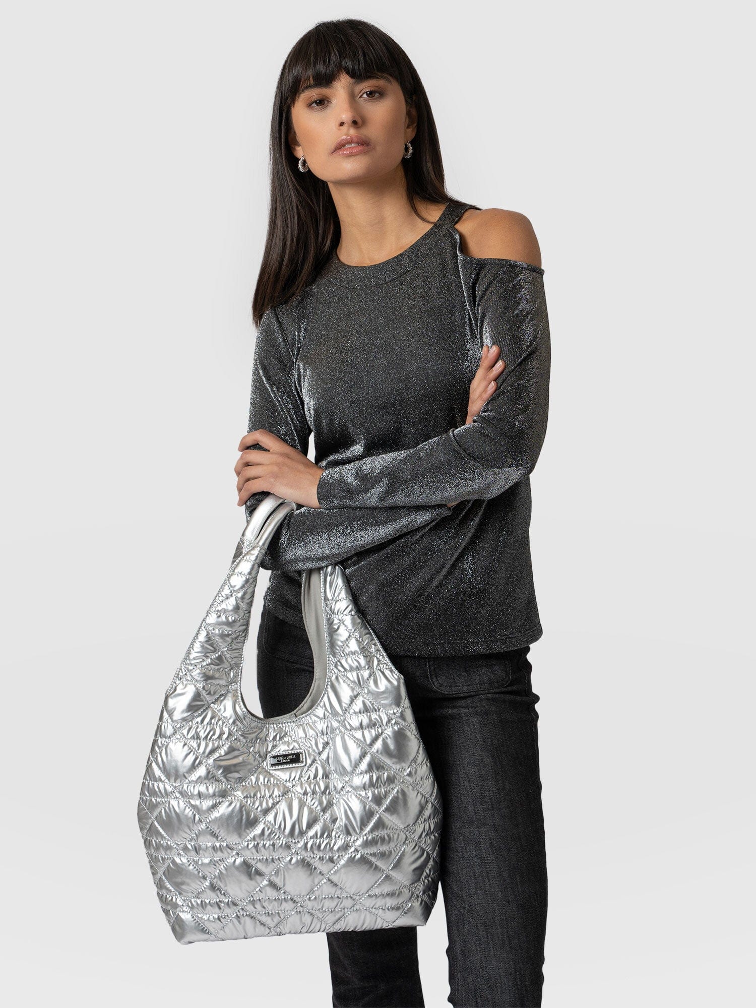 Stella Shoulder Tote Bag Silver - Women's Bags | Saint + Sofia® EU